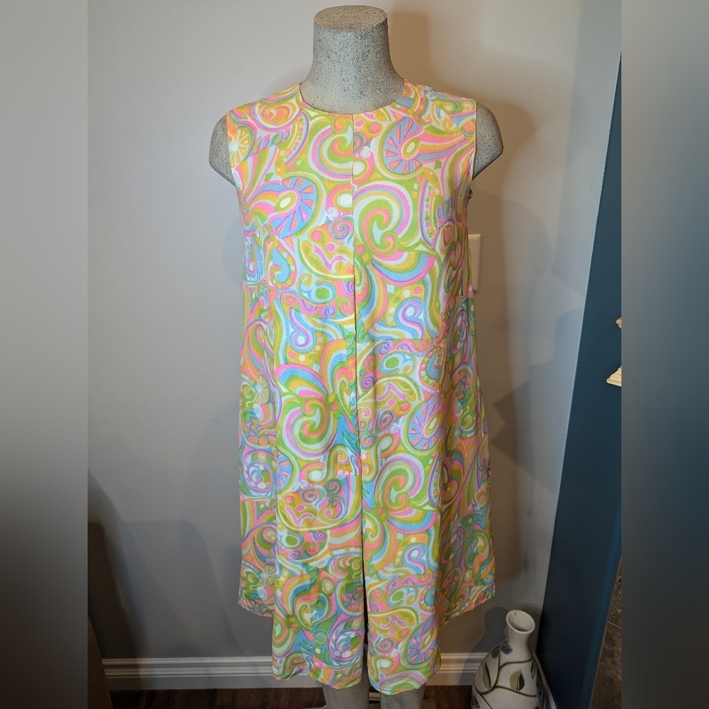 60's vintage iconic psychedelic disco shift dress. Couture Size 8/10.